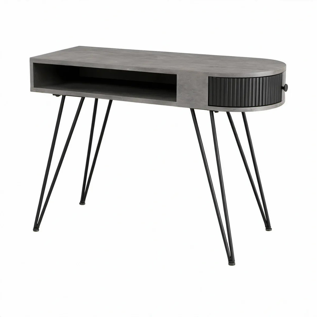 Skrivebord med opbevaring, 120 x 60 x 75 cm, grå og sort