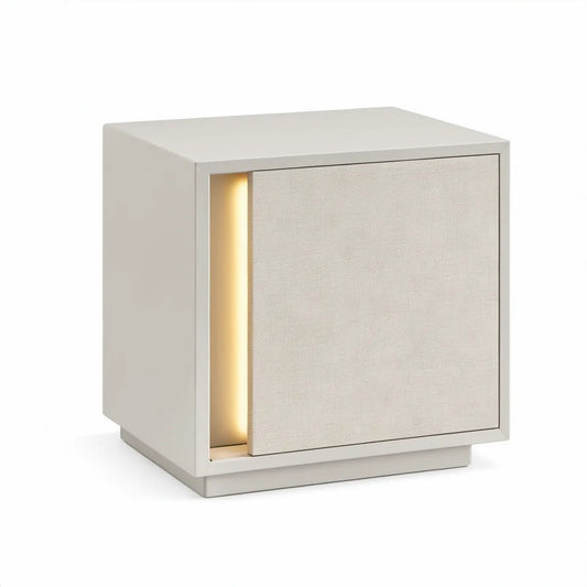 Sengebord med LED-lys i cremehvid, 45 x 40 x 55 cm