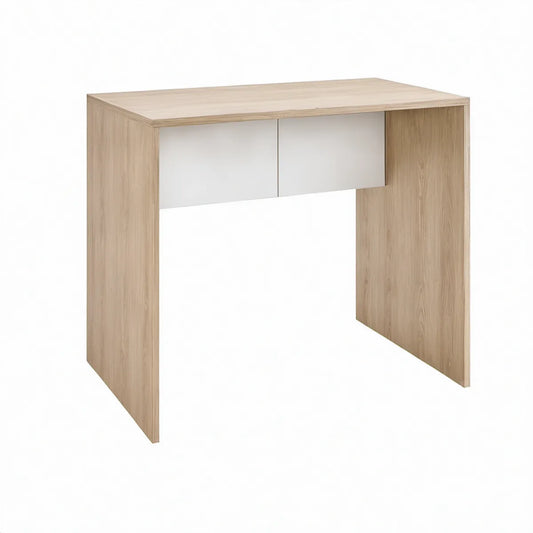 Skrivebord med 2 skuffer, 100 x 50 x 75 cm, lys eg og hvid